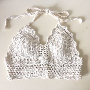 White Crochet Crop Top NWOT